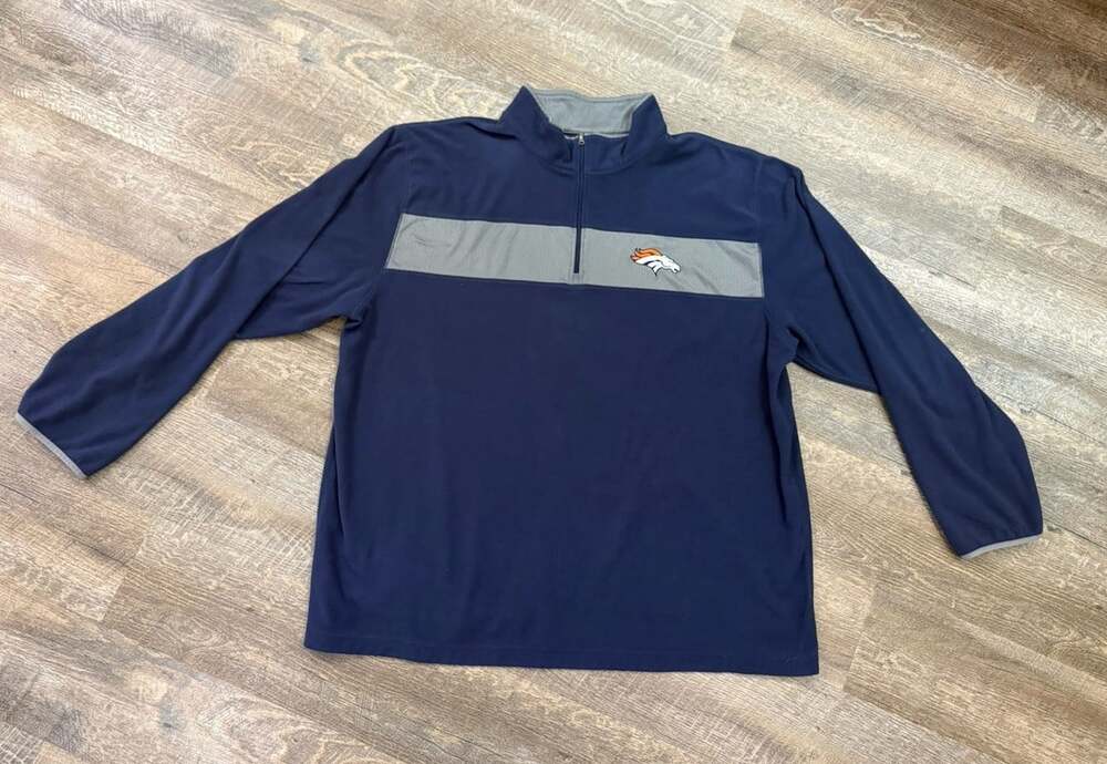 Denver Broncos NFL Team Apparel Quarter Zip Fleece Pullover Mens 2xl